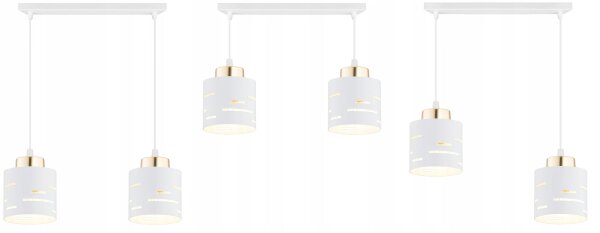 Pendelleuchte 2-flammig Metall Weiß Gold E27 L:40 cm Leuchte