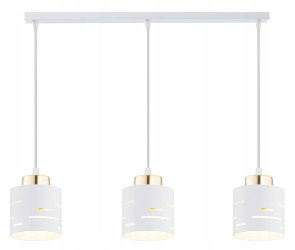 Pendelleuchte 3-flammig Weiß Gold E27 L:60 cm Metall Leuchte