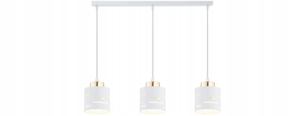 Pendelleuchte 3-flammig Weiß Gold E27 L:60 cm Metall Leuchte