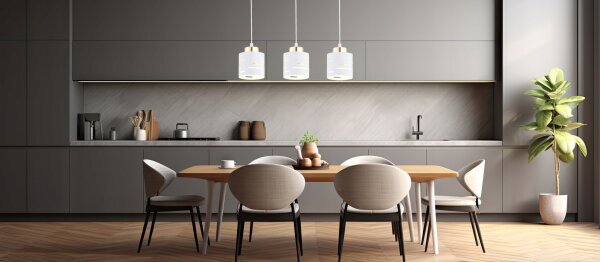 Pendelleuchte 3-flammig Weiß Gold E27 L:60 cm Metall Leuchte