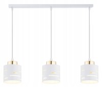 Pendelleuchte 3-flammig Wei&szlig; Gold E27 L:60 cm Metall