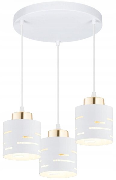 Pendelleuchte 3-flammig Weiß Gold E27 B:30 cm Modern Leuchte