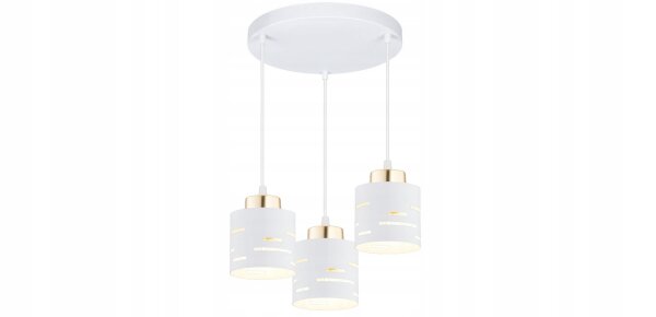 Pendelleuchte 3-flammig Weiß Gold E27 B:30 cm Modern Leuchte