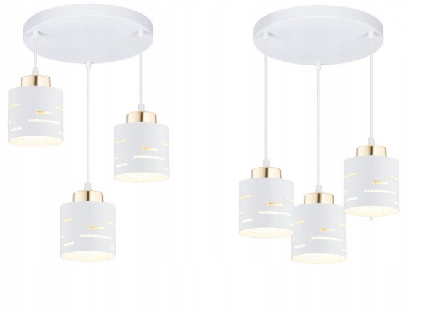 Pendelleuchte 3-flammig Weiß Gold E27 B:30 cm Modern Leuchte