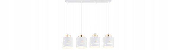 Pendelleuchte 4-flammig Metall Weiß Gold E27 L:60 cm Leuchte