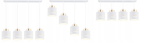 Pendelleuchte 4-flammig Metall Weiß Gold E27 L:60 cm Leuchte