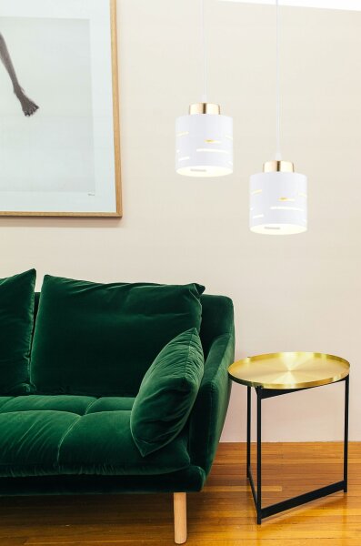 Pendelleuchte 4-flammig Metall Weiß Gold E27 L:60 cm
