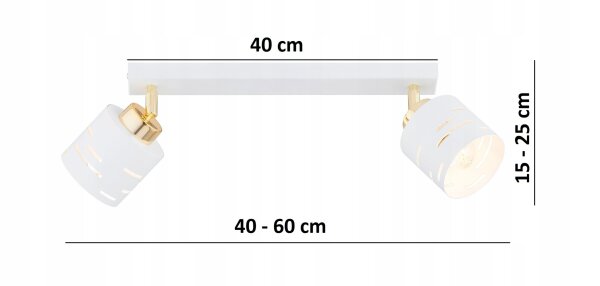 Deckenspot flexibel 2-flammig Weiß Gold E27 L:40 cm Leuchte