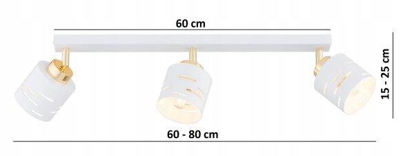 Deckenspot verstellbar Weiß Gold E27 L:60 cm Modern Leuchte