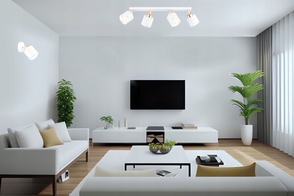 Deckenspot flexibel Weiß Gold Metall E27 L:60 cm Modern Leuchte