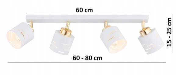 Deckenspot flexibel Weiß Gold Metall E27 L:60 cm Modern Leuchte
