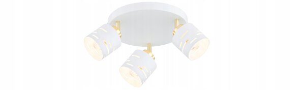 Deckenspot Weiß Gold 3-flammig flexibel E27 B:30 cm Leuchte