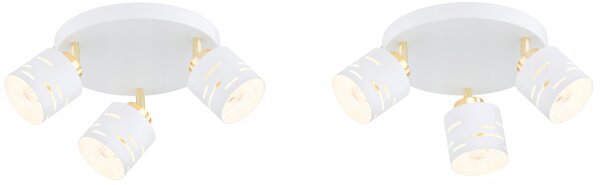 Deckenspot Weiß Gold 3-flammig flexibel E27 B:30 cm Leuchte