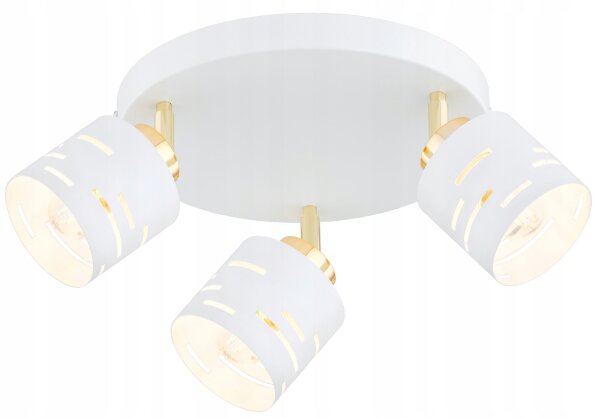 Deckenspot Weiß Gold 3-flammig flexibel E27 B:30 cm