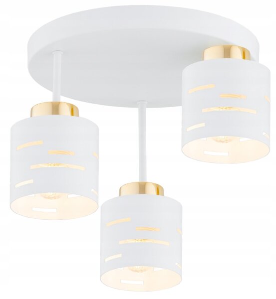 Deckenleuchte 3-flammig Weiß Gold E27 L:30 cm Modern Leuchte