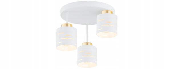 Deckenleuchte 3-flammig Weiß Gold E27 L:30 cm Modern Leuchte