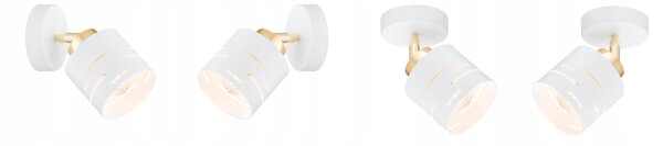 Wandspot schwenkbar Weiß Gold E27 H:15 cm dekorativ Leuchte