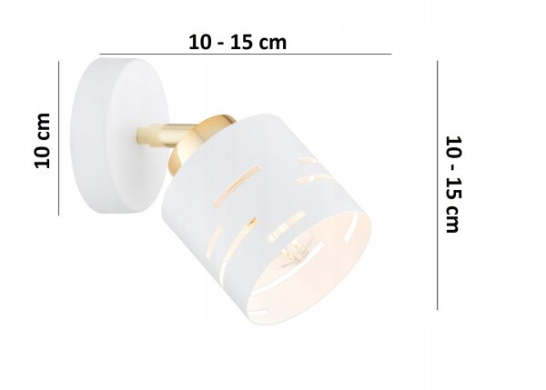 Wandspot schwenkbar Weiß Gold E27 H:15 cm dekorativ Leuchte