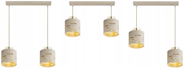 Pendelleuchte 2-flammig Beige Gold Metall E27 L:40 cm Leuchte