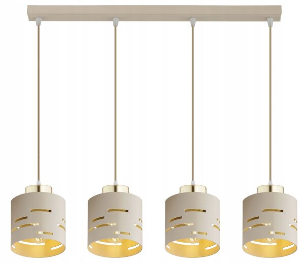 Pendelleuchte 4-flammig Metall Beige Gold E27 L:60 cm