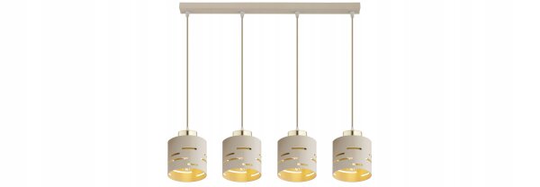 Pendelleuchte 4-flammig Metall Beige Gold E27 L:60 cm