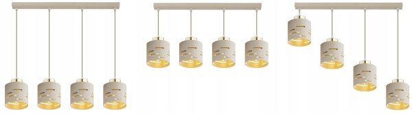 Pendelleuchte 4-flammig Metall Beige Gold E27 L:60 cm