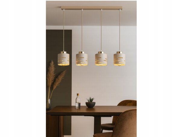 Pendelleuchte 4-flammig Metall Beige Gold E27 L:60 cm