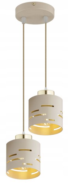 Pendelleuchte 2-flammig Beige Gold Metall E27 B:12 cm Leuchte
