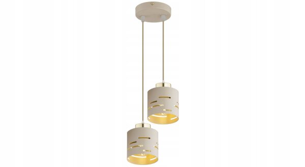 Pendelleuchte 2-flammig Beige Gold Metall E27 B:12 cm Leuchte