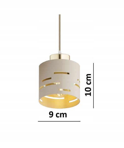 Pendelleuchte 2-flammig Beige Gold Metall E27 B:12 cm Leuchte