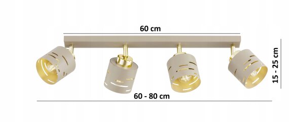 Deckenspot verstellbar Beige Gold E27 L:60 cm Modern Leuchte