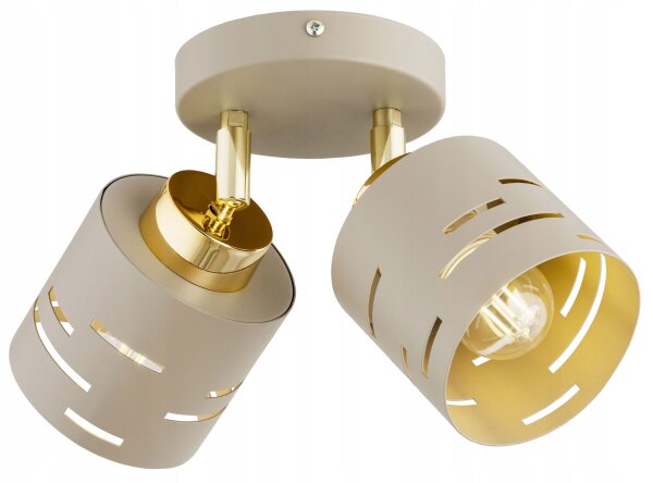 Deckenspot schwenkbar 2-flammig E27 L:32 cm Beige Gold Leuchte