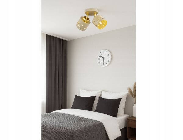 Deckenspot schwenkbar 2-flammig E27 L:32 cm Beige Gold Leuchte