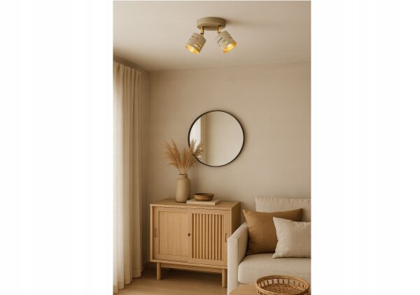Deckenspot schwenkbar 2-flammig E27 L:32 cm Beige Gold Leuchte