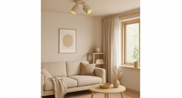 Deckenspot schwenkbar 2-flammig E27 L:32 cm Beige Gold Leuchte