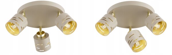 Deckenspot verstellbar 3-flammig Beige Gold E27 Ø30 cm Leuchte