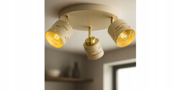 Deckenspot verstellbar 3-flammig Beige Gold E27 Ø30 cm Leuchte