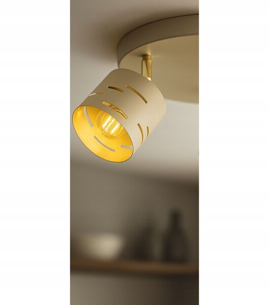 Deckenspot verstellbar 3-flammig Beige Gold E27 Ø30 cm Leuchte
