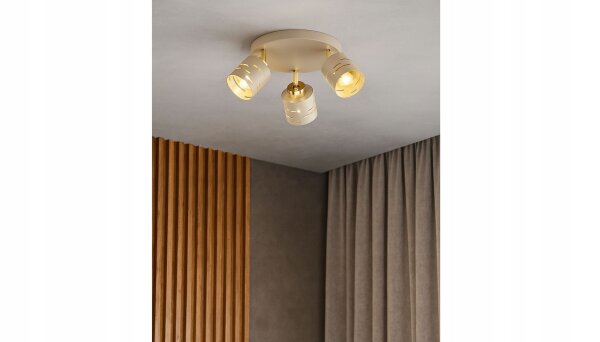 Deckenspot verstellbar 3-flammig Beige Gold E27 Ø30 cm Leuchte