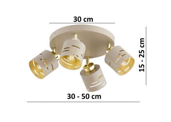 Deckenspot schwenkbar Beige Gold E27 B:30 cm dekorativ Leuchte