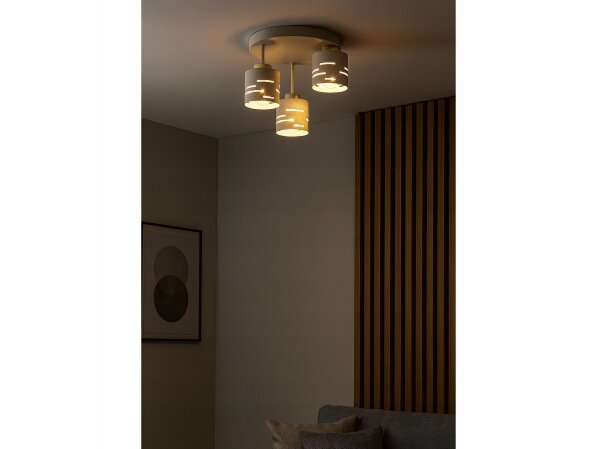 Deckenleuchte 3-flammig Beige Gold E27 Ø30 cm Modern Leuchte
