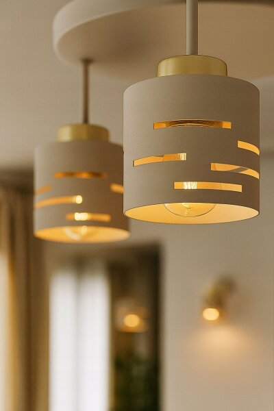 Deckenleuchte 3-flammig Beige Gold E27 Ø30 cm Modern Leuchte