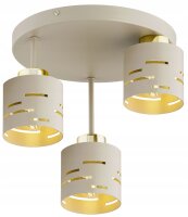 Deckenleuchte 3-flammig Beige Gold E27 Ø30 cm Modern