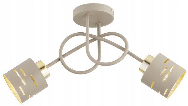 Deckenleuchte 2-flammig Beige Gold E27 L:30 cm Modern Leuchte