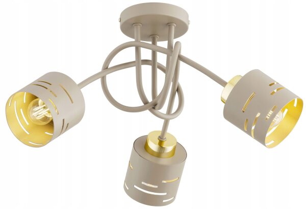 Deckenleuchte 3-flammig Beige Gold E27 L:45 cm Modern Leuchte