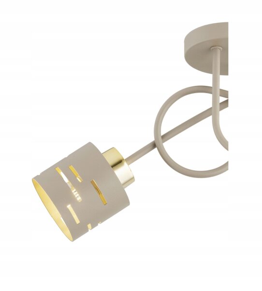 Deckenleuchte 3-flammig Beige Gold E27 L:45 cm Modern Leuchte