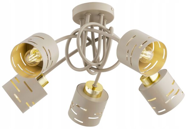 Deckenleuchte 5-flammig Beige Gold E27 L:50 cm Modern Leuchte