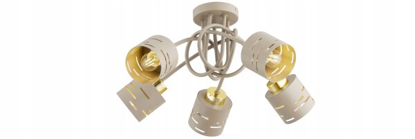 Deckenleuchte 5-flammig Beige Gold E27 L:50 cm Modern Leuchte