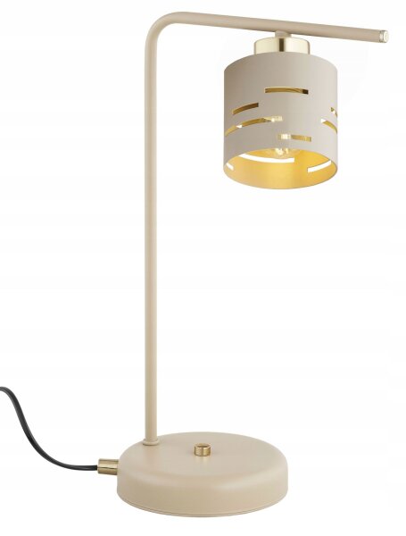 Tischleuchte Ecru Gold Metall E27 H:38 cm klein Modern Leuchte