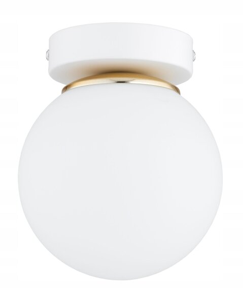 Deckenleuchte Glas Metall Weiß Gold E27 B:14 cm Modern Leuchte